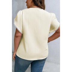 Plus size V neck chiffon women tops