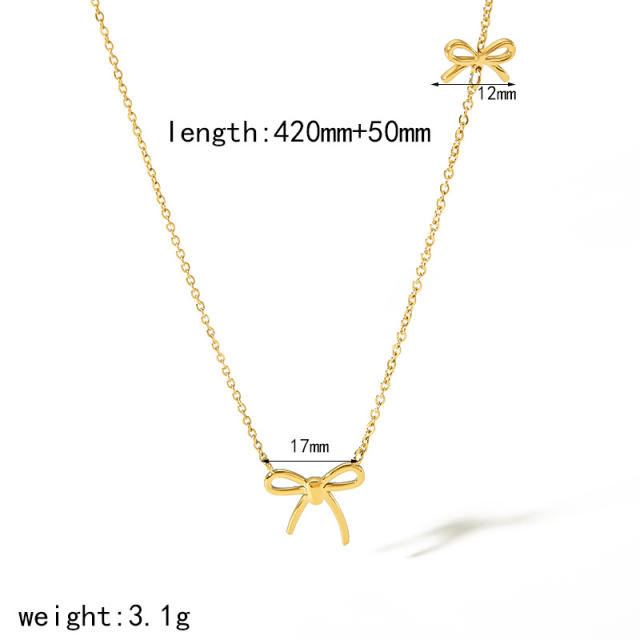 18KG creative bow dainty stainless steel necklace collection