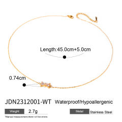 18KG dainty bow stainless steel necklace