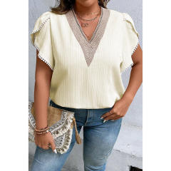 Plus size V neck chiffon women tops