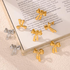 Korean fashion sweet bow stainless steel studs earrings