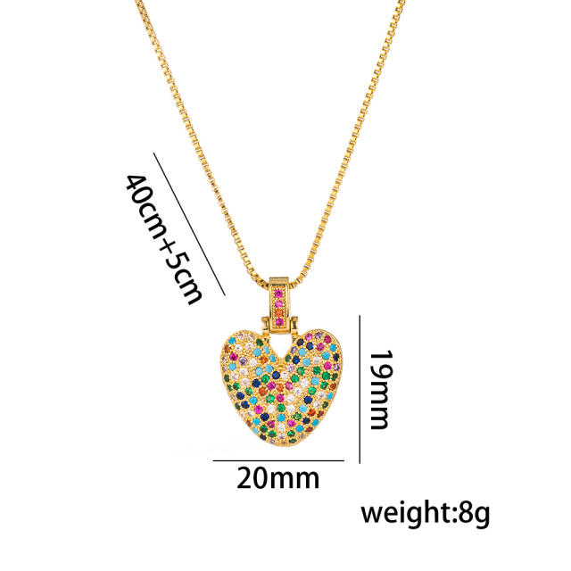Hiphop rainbow cubic zircon setting bubble letter initial letter pendant necklace