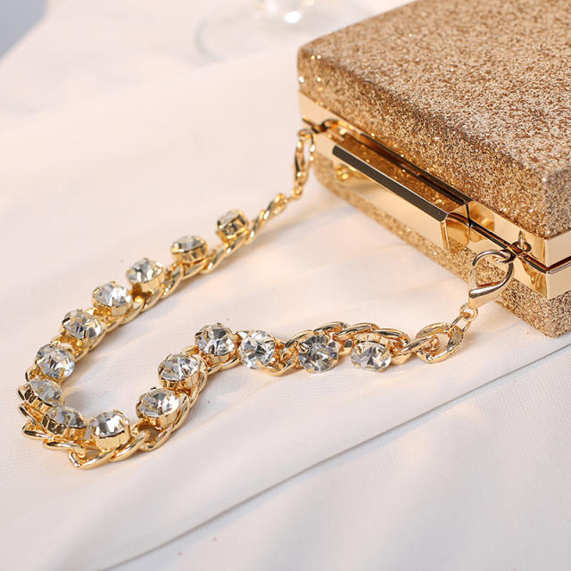 Personality rhinestone chain gliter women evening bag diamond bag