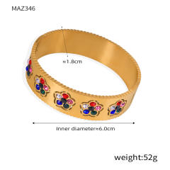 18KG chunky diamond flower stainless steel bangle