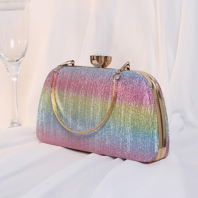 Personality Gradient color gliter women evening bag clutch bag