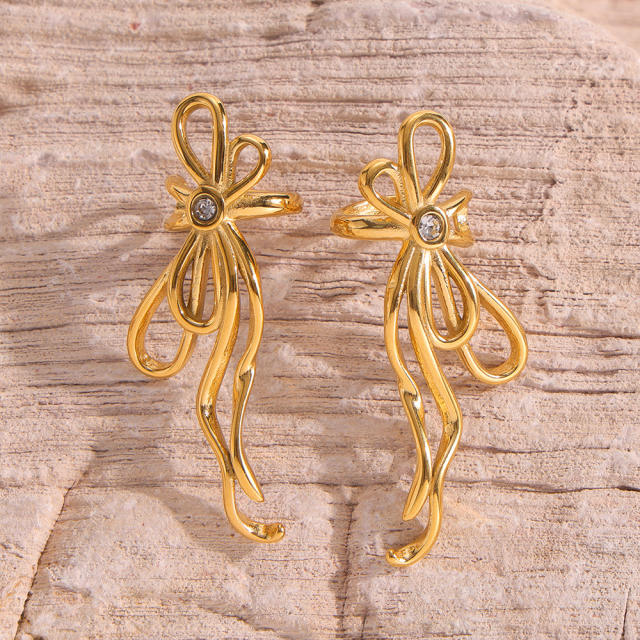 Creative popular sweet cool bow stainless steel ear cuff
