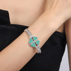 Chunky clover stainless steel necklace bracelet earrings set
