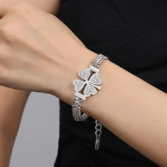 Chunky clover stainless steel necklace bracelet earrings set