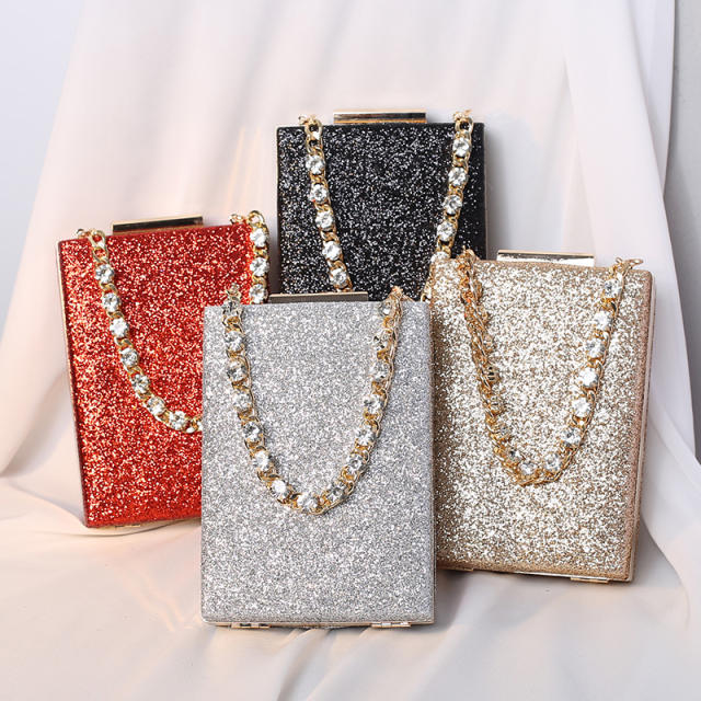 Personality rhinestone chain gliter women evening bag diamond bag