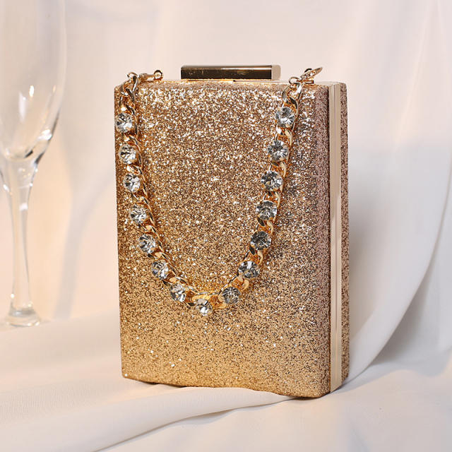 Personality rhinestone chain gliter women evening bag diamond bag