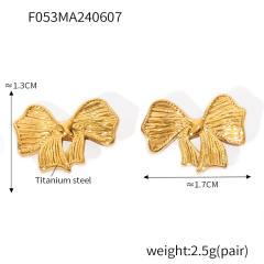 Chic easy match dainty bow stainless steel necklace earrings set
