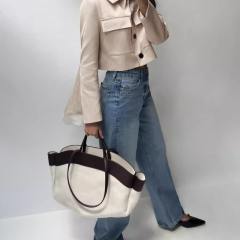 Elegant canvas large size casual women tote bag