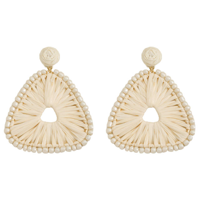 Summer boho colorful straw triangle shape earrings
