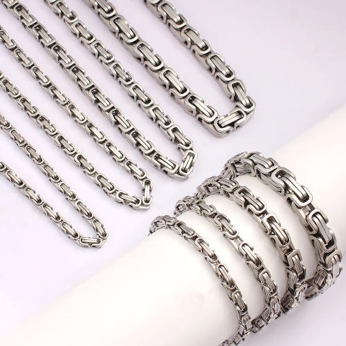 Hiphop silver color stainless steel chain necklace bracelet for men
