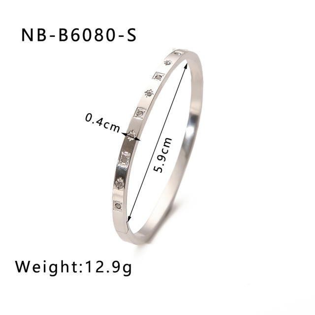 Hot sale gold silver color stainless steel diamond bangle bracelet collection