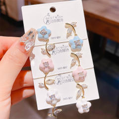 Summer sweet enamel rose flower Asymmetric earrings
