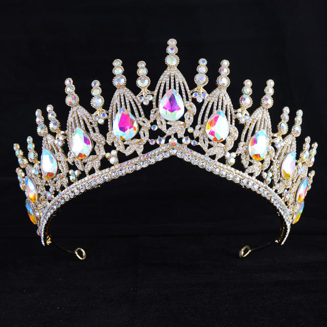Baroque trend luxury colorful jelly color stone setting wedding hair crown