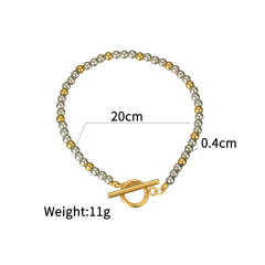 Concise mix color stainless steel bead bracelet