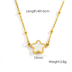 14KG concise white star stainless steel bracelet necklace set