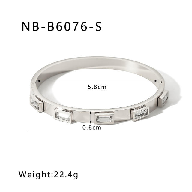 Hot sale gold silver color stainless steel diamond bangle bracelet collection