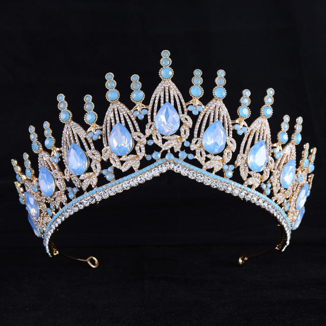 Baroque trend luxury colorful jelly color stone setting wedding hair crown