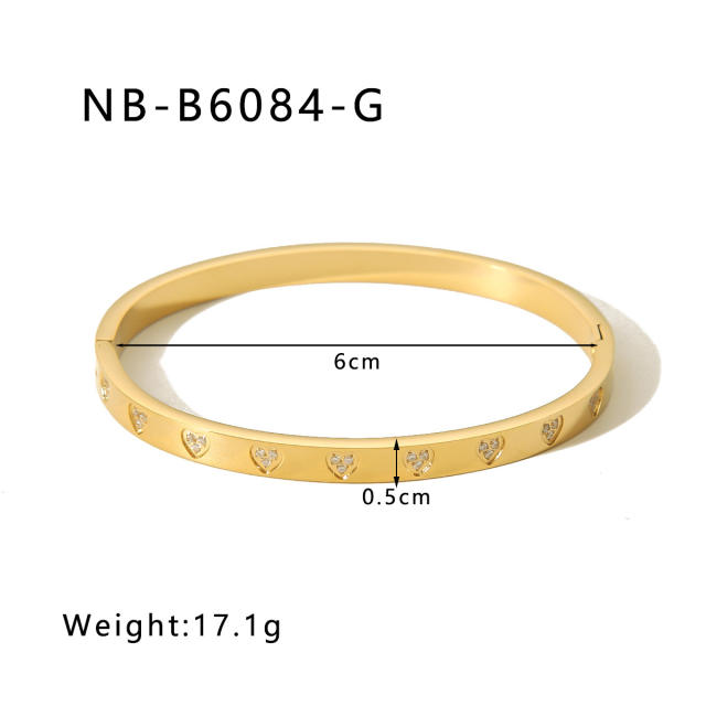Hot sale gold silver color stainless steel diamond bangle bracelet collection