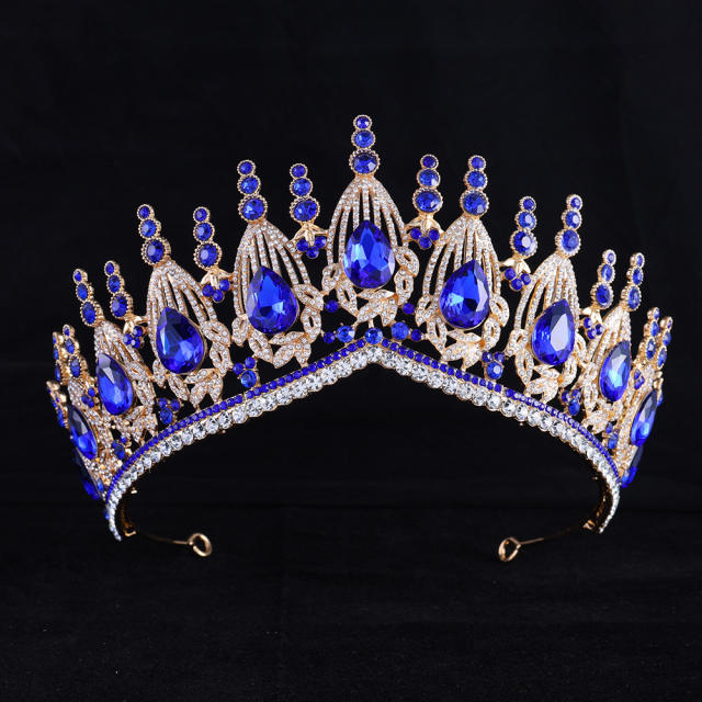 Baroque trend luxury colorful jelly color stone setting wedding hair crown