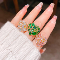Luxury colorful crystal heart shape women finger rings