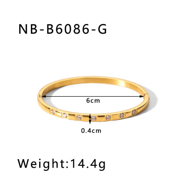 Hot sale gold silver color stainless steel diamond bangle bracelet collection