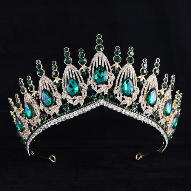 Baroque trend luxury colorful jelly color stone setting wedding hair crown
