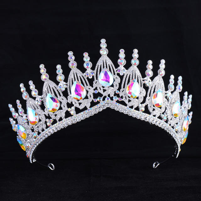 Baroque trend luxury colorful jelly color stone setting wedding hair crown