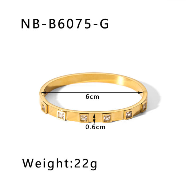 Hot sale gold silver color stainless steel diamond bangle bracelet collection