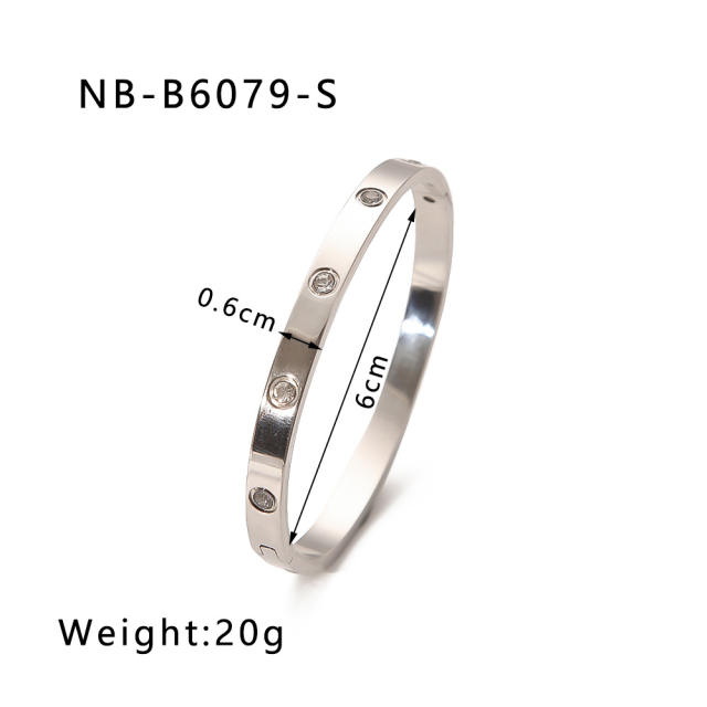 Hot sale gold silver color stainless steel diamond bangle bracelet collection
