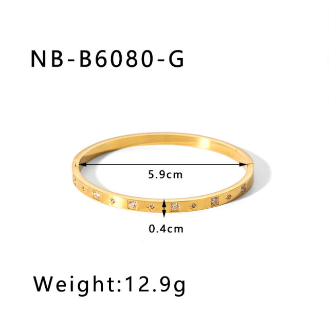 Hot sale gold silver color stainless steel diamond bangle bracelet collection