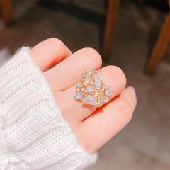 Luxury colorful crystal heart shape women finger rings