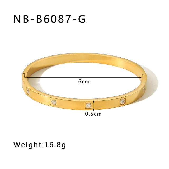 Hot sale gold silver color stainless steel diamond bangle bracelet collection
