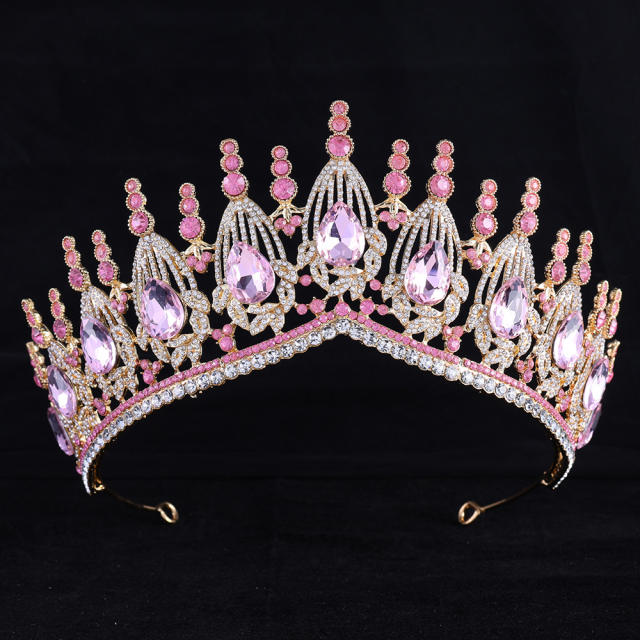 Baroque trend luxury colorful jelly color stone setting wedding hair crown