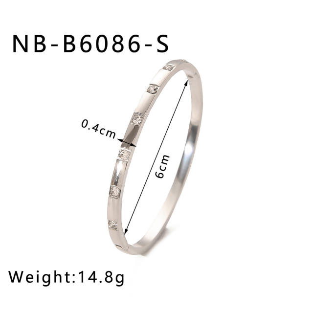 Hot sale gold silver color stainless steel diamond bangle bracelet collection