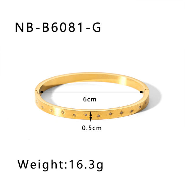 Hot sale gold silver color stainless steel diamond bangle bracelet collection