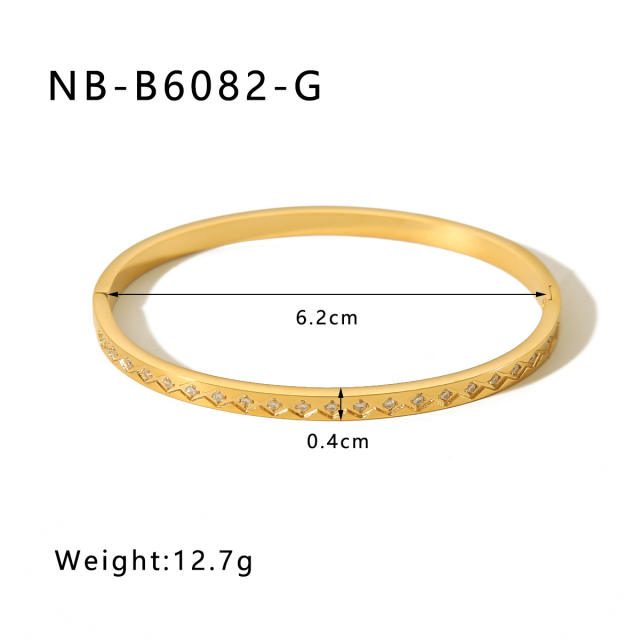 Hot sale gold silver color stainless steel diamond bangle bracelet collection