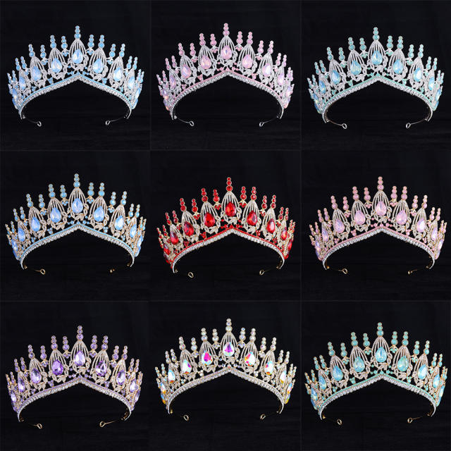 Baroque trend luxury colorful jelly color stone setting wedding hair crown