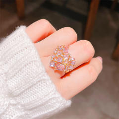 Luxury colorful crystal heart shape women finger rings