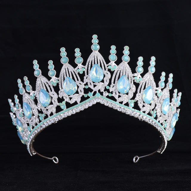 Baroque trend luxury colorful jelly color stone setting wedding hair crown