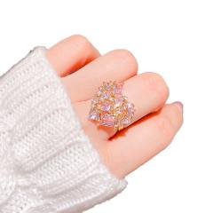 Luxury colorful crystal heart shape women finger rings