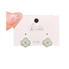 Delicate colorful crystal clover studs earrings