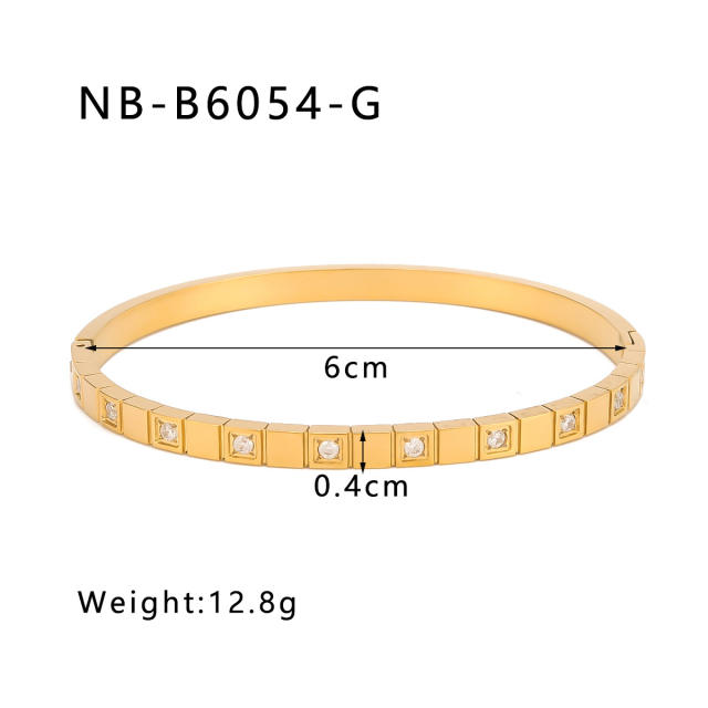 Hot sale gold silver color stainless steel diamond bangle bracelet collection