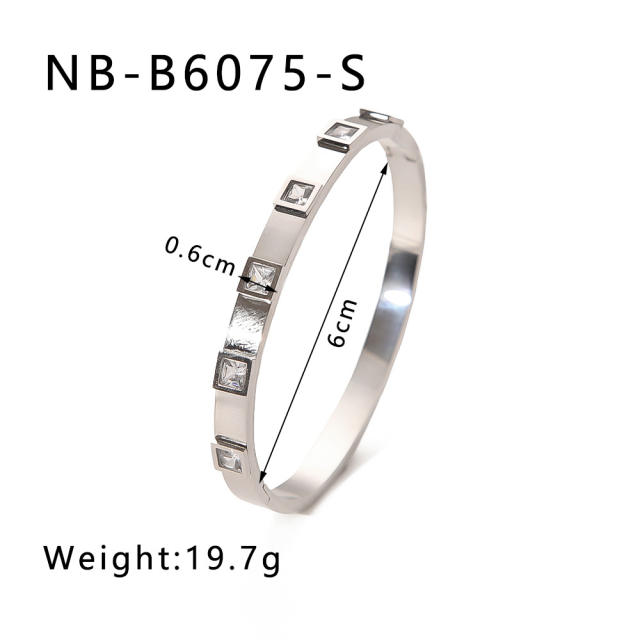 Hot sale gold silver color stainless steel diamond bangle bracelet collection