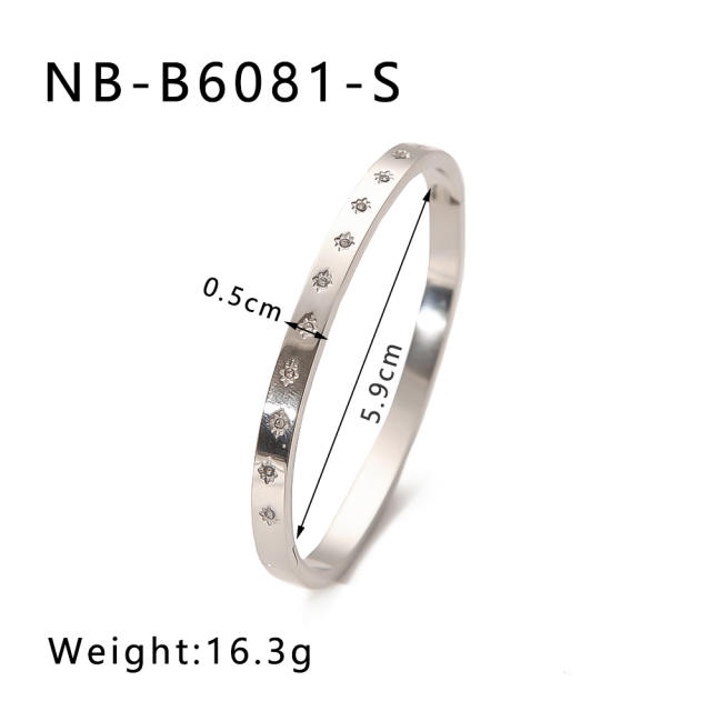 Hot sale gold silver color stainless steel diamond bangle bracelet collection