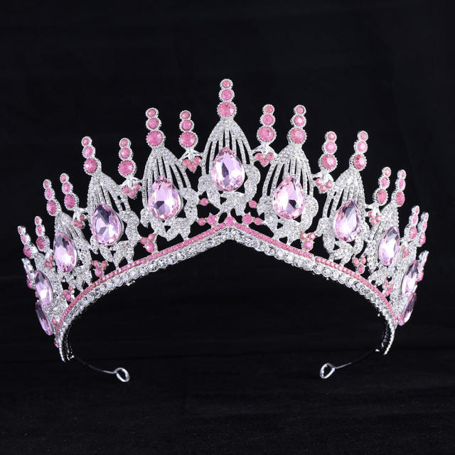 Baroque trend luxury colorful jelly color stone setting wedding hair crown
