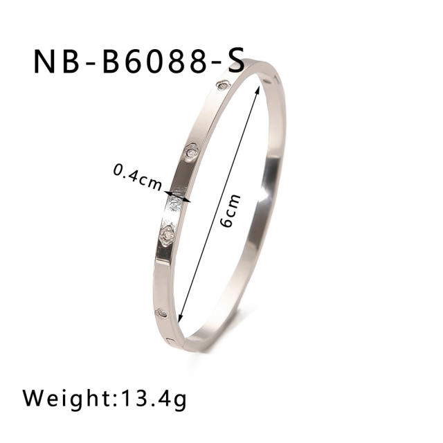 Hot sale gold silver color stainless steel diamond bangle bracelet collection